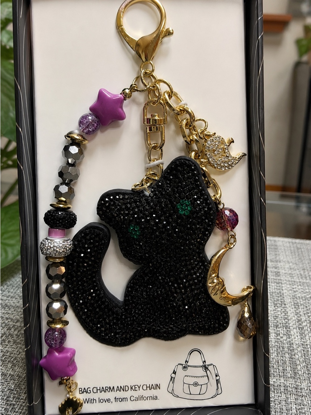 Eyecandy Los Angeles🐈‍⬛Black Cat👻Crystal🦇💜Purple Star⭐️Bag Charm Chain Halloween